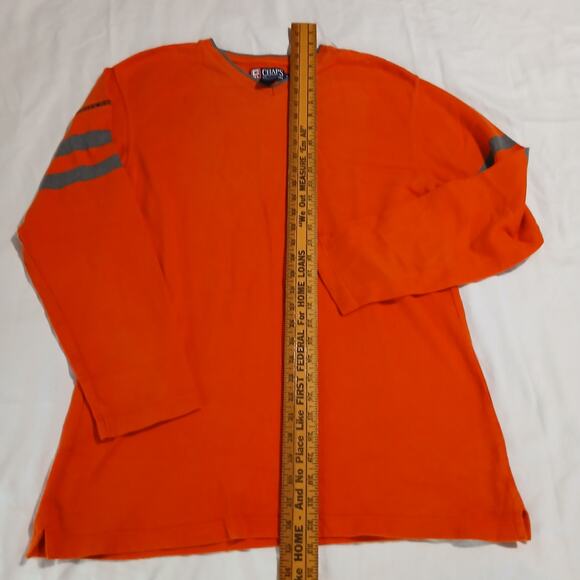 VTG Men's Chaps Ralph Lauren Medium Orange Grey Stripes Long-Sleeved Knit Shirt - Picture 9 of 12